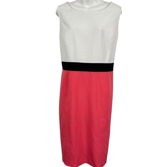 Black Label by Evan Picone Womens Colorblock Sheath Career Business Dress sz 16 - Picture 1 of 16